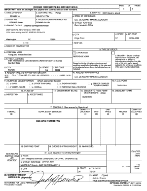 US Government Purchase Order Form