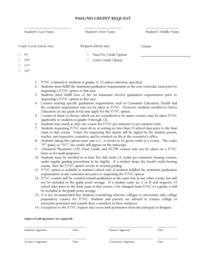 Pass/No Credit Request Form