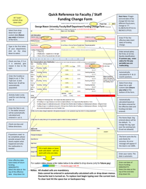 Quick Reference to Faculty Staff Funding Change Form - budget gmu