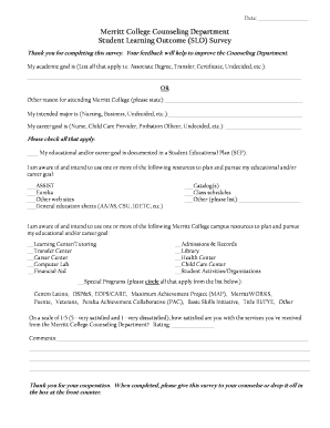 Merritt College Student Learning Outcome Survey