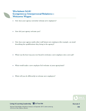 Welcome Wagon Worksheet