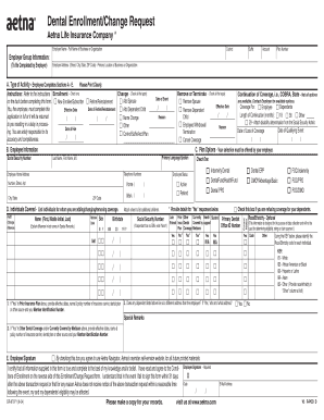 Aetna Dental Enrollment/Change Request Form
