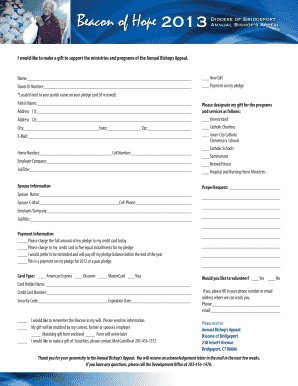 Annual Bishops Appeal Donation Form
