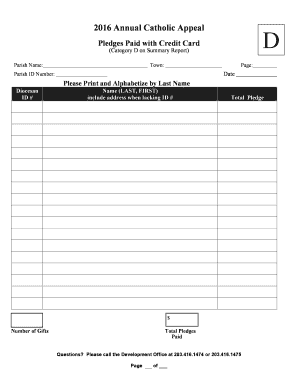 2016 Annual Catholic Appeal Form