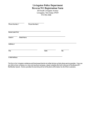Reverse 911 Registration Form