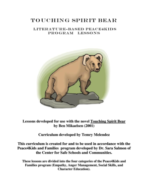Touching Spirit Bear Education Worksheets