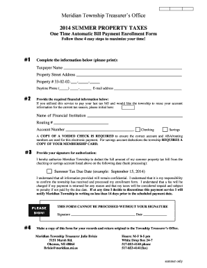 Meridian Township Summer Property Tax Payment Form