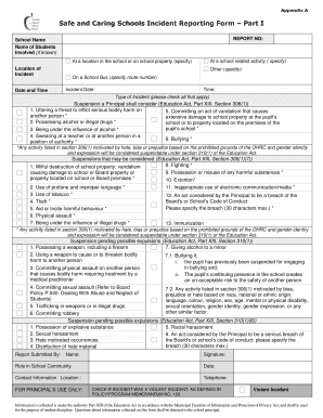 Safe and Caring Schools Incident Reporting Form