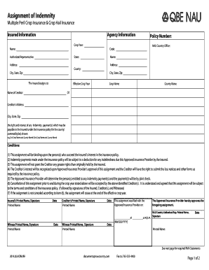 Assignment of Indemnity for Crop Insurance