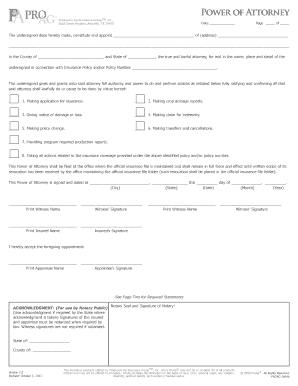 Power of Attorney for Insurance Policy