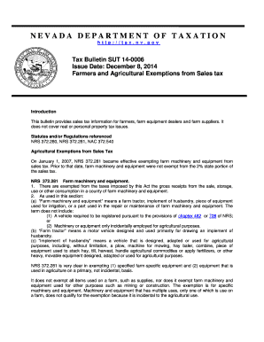 Nevada Farm Machinery and Equipment Tax Exemption Affidavit