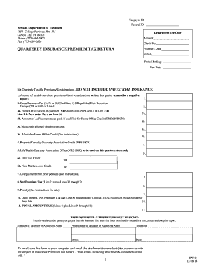 Nevada Quarterly Insurance Premium Tax Return