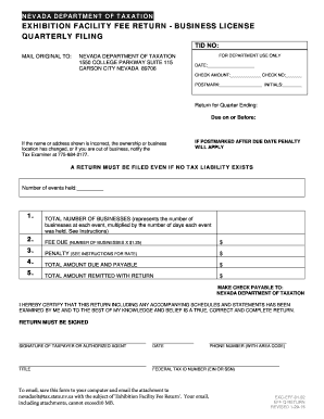 Nevada Exhibition Facility Fee Return