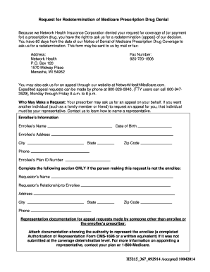 Request for Redetermination of Medicare Prescription Drug Denial