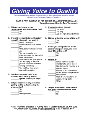 Participant Evaluation for Educational Conference Call