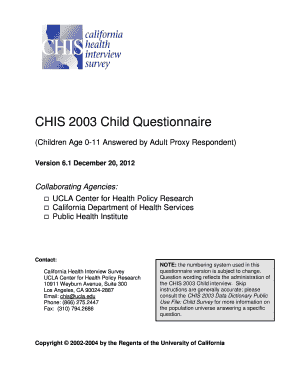 California Health Interview Survey Child Questionnaire