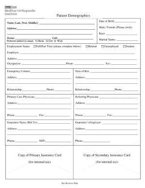 Patient Demographics Form