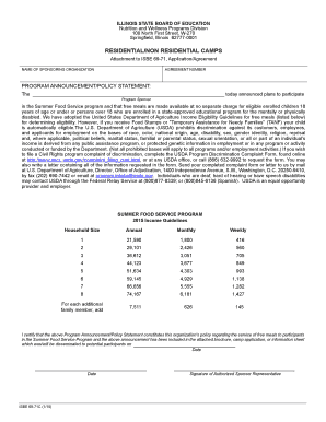 Illinois Summer Food Service Program Agreement