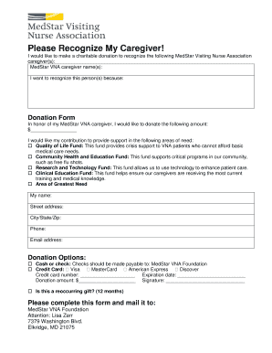 Caregiver Recognition Donation Form