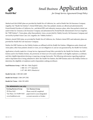 Small Business Group Service Agreement Application