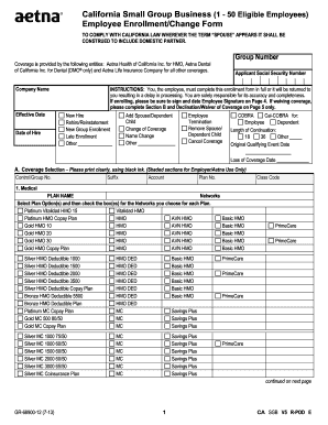 California Small Group Business Employee Enrollment Form