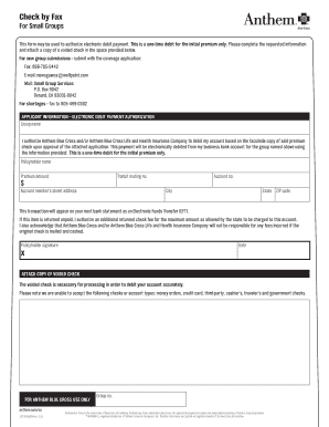 Anthem Blue Cross Electronic Debit Payment Authorization