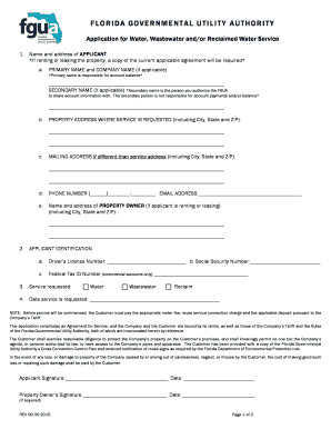 Florida Water Service Application