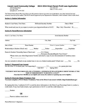 2015-2016 Direct Parent PLUS Loan Application