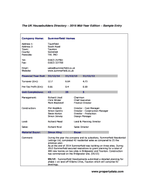 UK Housebuilders Directory 2015 Mid-Year Edition