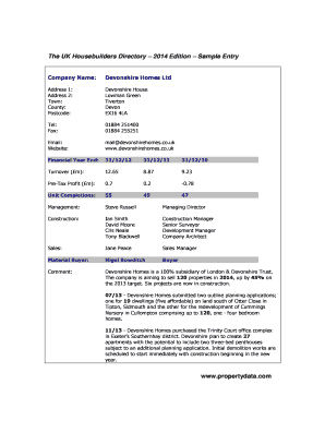 UK Housebuilders Directory 2014 Order Form
