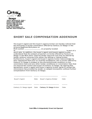 Short Sale Compensation Addendum
