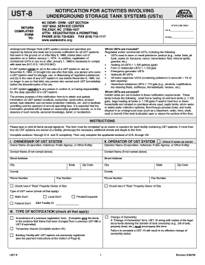 UST-8 Notification for Underground Storage Tank Systems