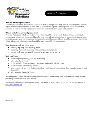 Fillable Online What are universal precautions Fax Email Print - pdfFiller