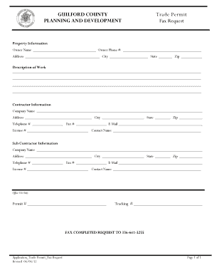 Guilford County Trade Permit Fax Request