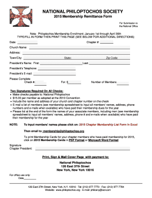 National Philoptochos 2015 Membership Remittance Form