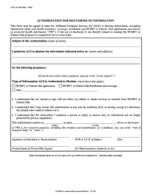 Authorization for Disclosure of Information