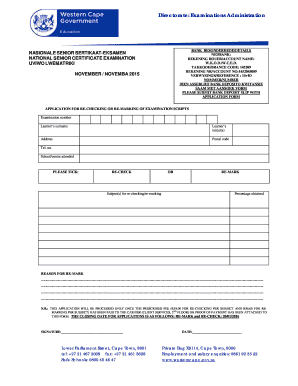 Application for Re-Checking or Re-Marking of Examination Scripts
