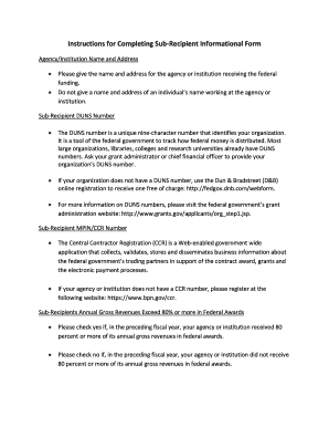 Sub-Recipient Informational Form