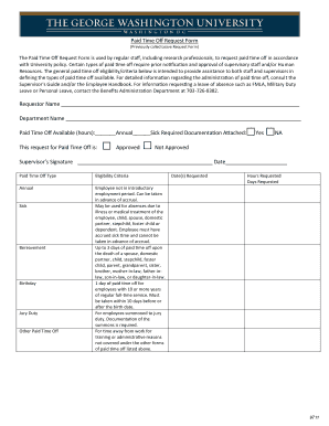 Paid Time Off Request Form