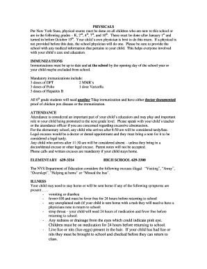 New York State School Health Form