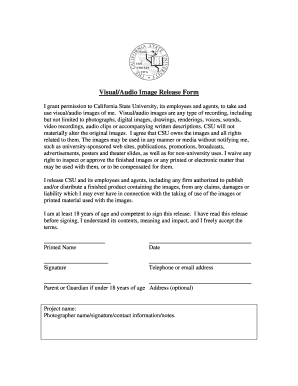 Visual Audio Image Release Form