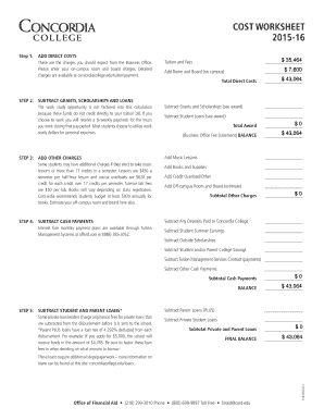 Cost Worksheet