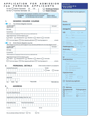 Application for Admission for Foreign Applicants