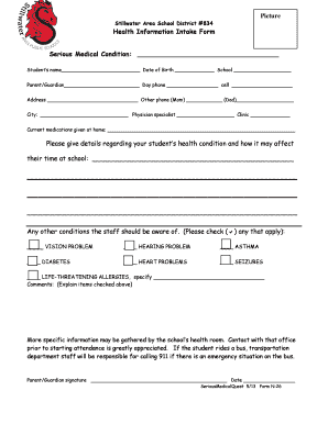 Health Information Intake Form