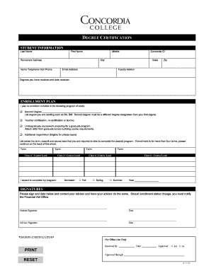 Degree Certification Form