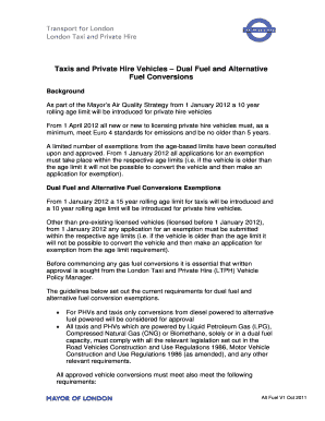 London Taxi and Private Hire Vehicle Age Exemption Form