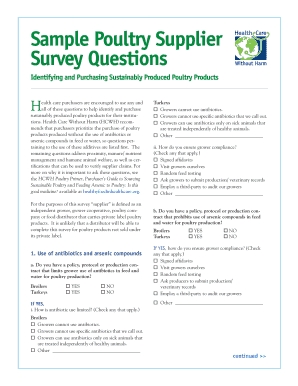 Poultry Supplier Sustainability Survey