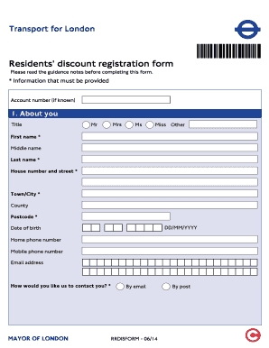 London Residents' Discount Registration Form