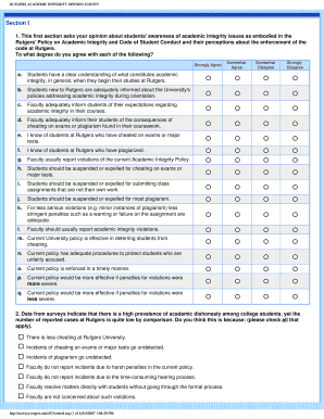 Rutgers Academic Integrity Opinion Survey