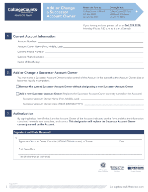 CollegeCounts 529 Fund Successor Account Owner Form